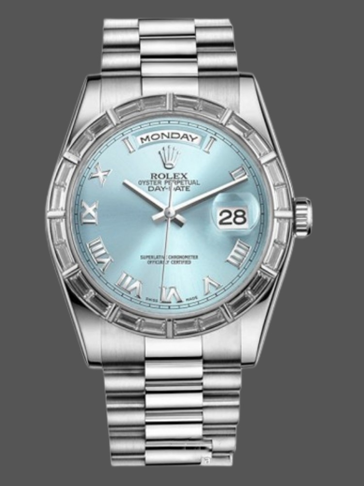 Ice Blue Dial Diamond Bezel Platinum Date
