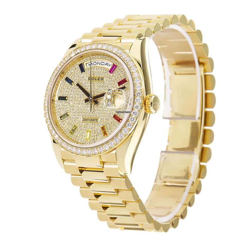 Pave Diamond Dial Yellow Gold 40mm Men