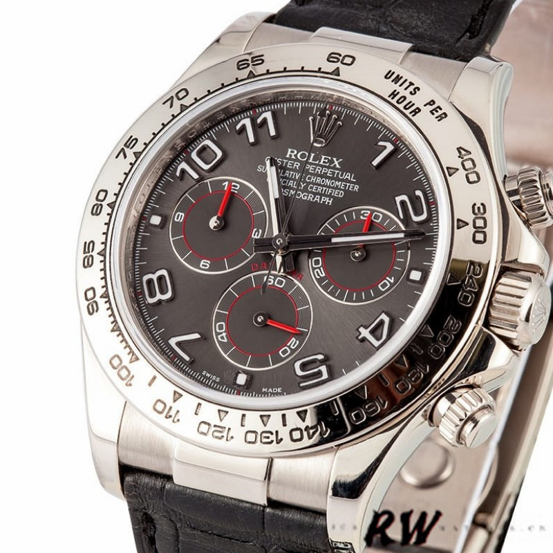 Grey Dial Black Leather Strap Chronograph 40mm Mens