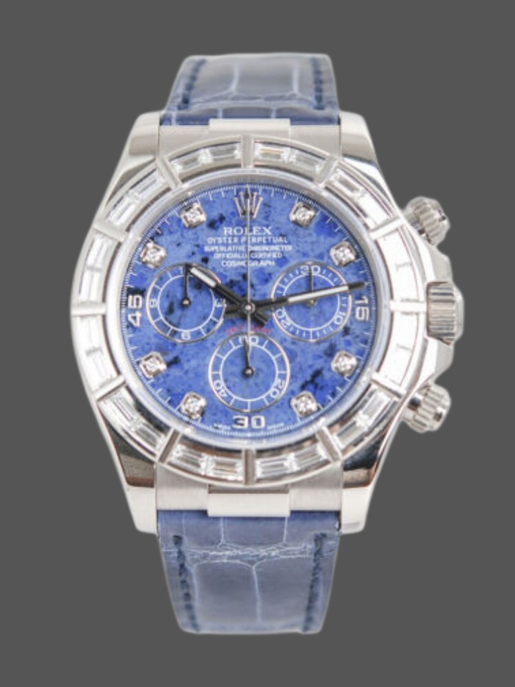 Sodalite Baguette Diamond Bezel Chronograph 40mm Mens