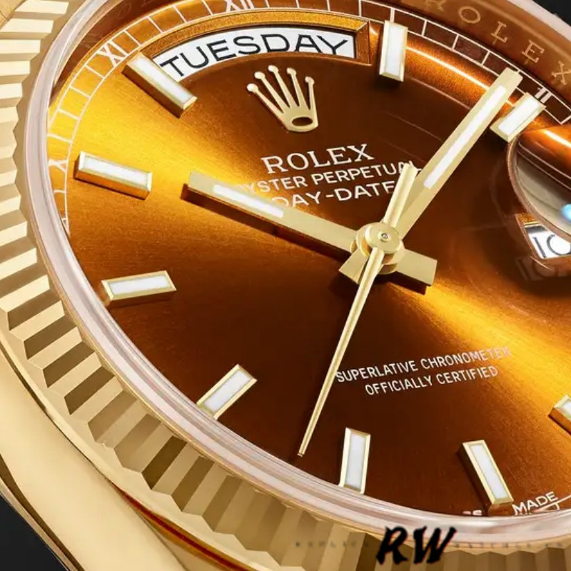 Yellow Gold Index Cognac Dial Date
