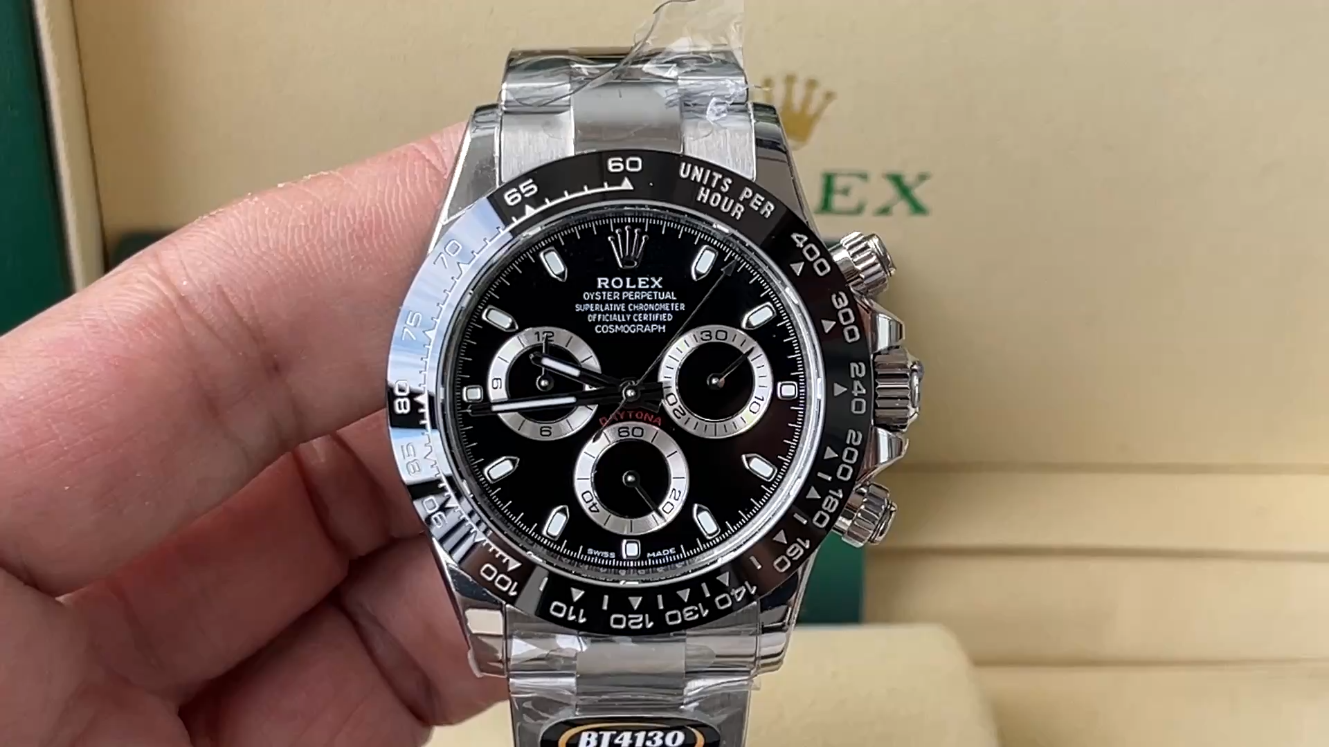 Black Dial Ceramic Bezel Racing Chronograph 40mm Mens