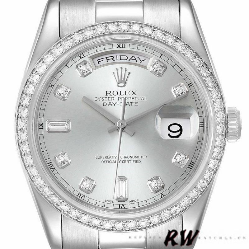 Silver Dial Diamond Platinum Date
