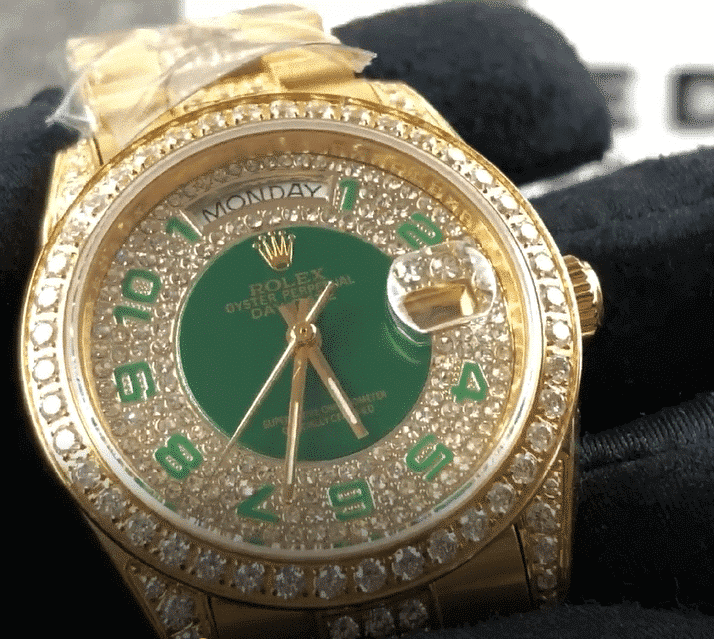 Green Diamond Dial Yellow Gold 41mm Men