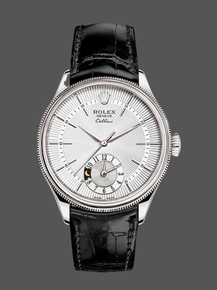 Silver Sunburst Dial Brown Leather Strap