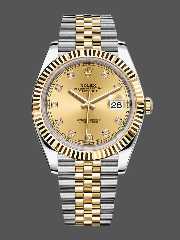 Champagne Diamond Dial Two Tone Date 41mm Mens