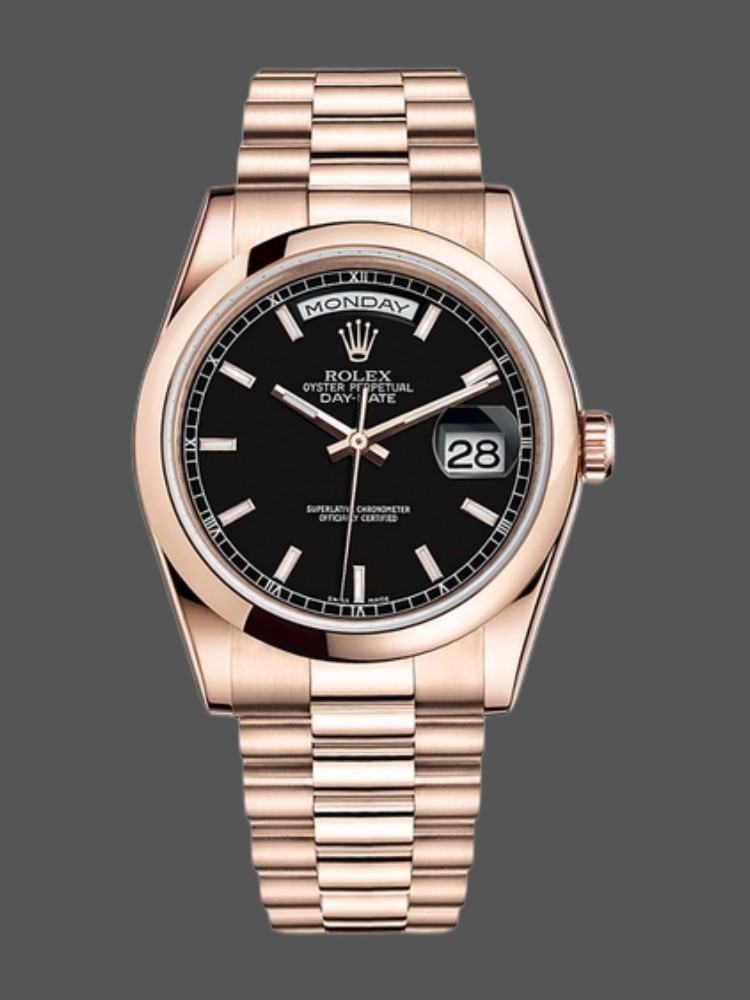 Black Dial Rose Gold Date 36mm Unisex