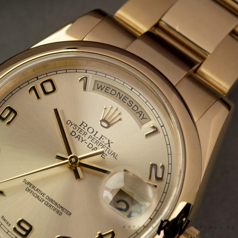 Champagne Dial Arabic Numeral Hour Markers Date
