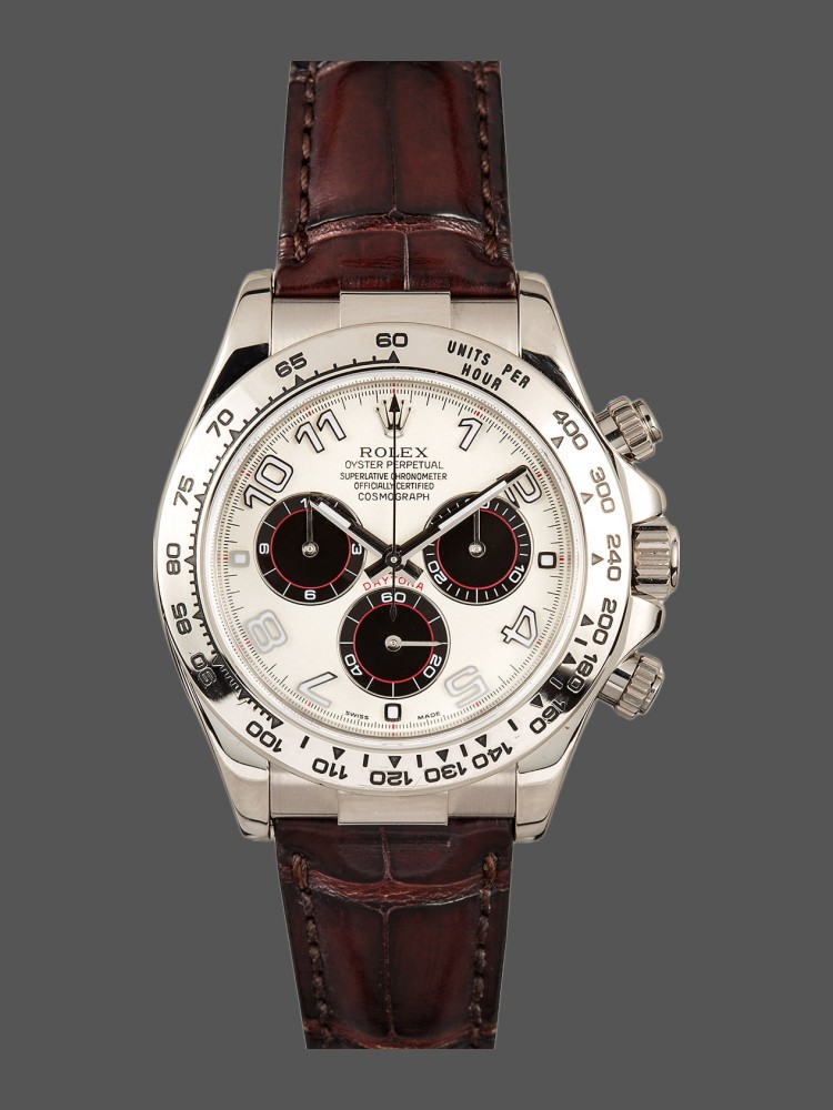 Panda Dial Chocolate Leather Strap Chronograph 40mm Mens