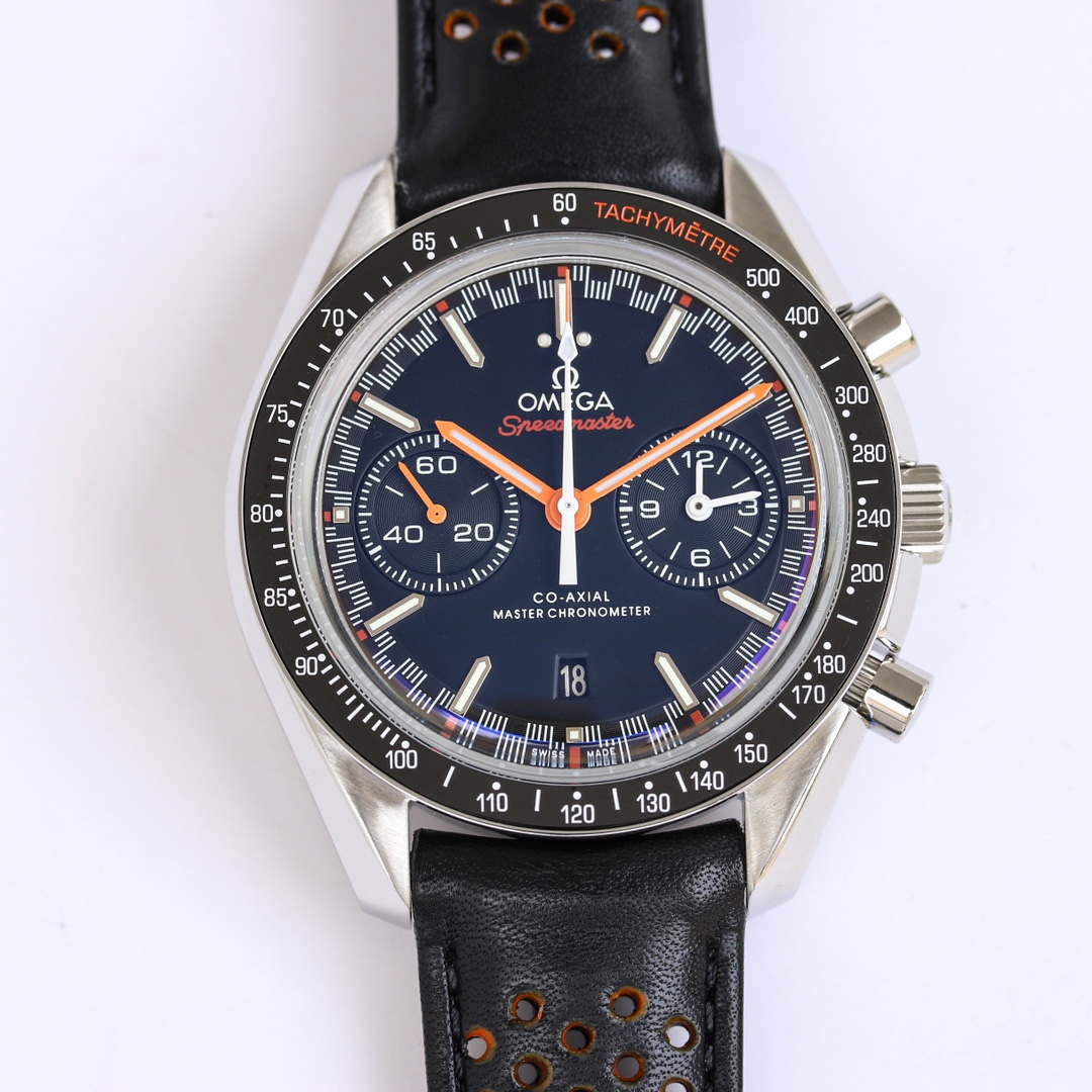 Black Ceramic Racing Chronograph | Orange Accents & Perforated Leather Strap