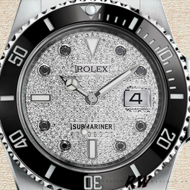 Stainless Steel Diamond Paved Dial Diver
