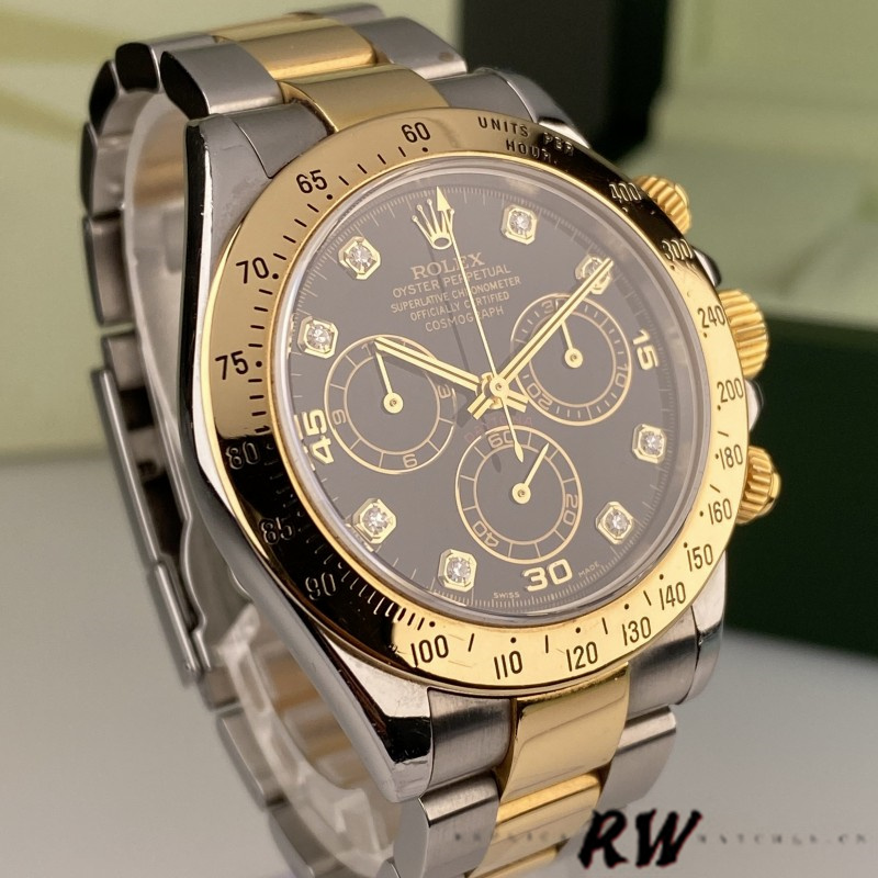 Black Diamond Dial Two Tone Chronograph 40mm Mens