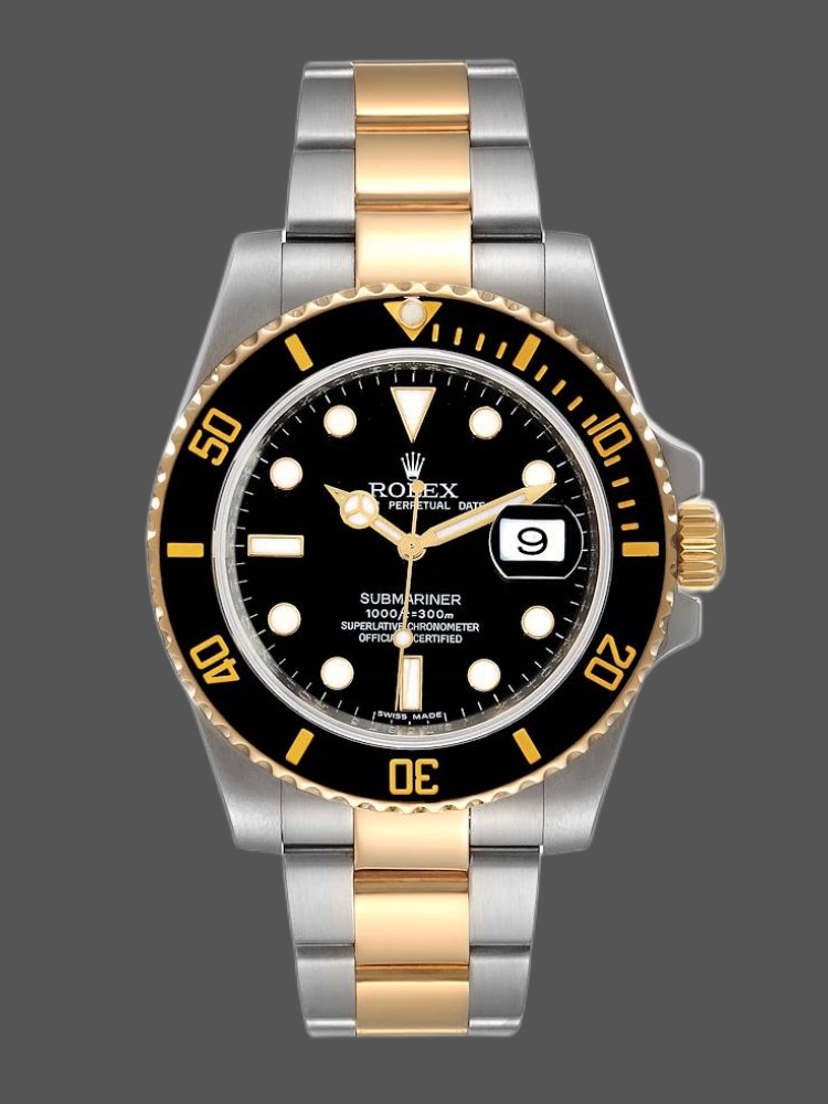 Black Dial Two Tone Diver 40mm Mens