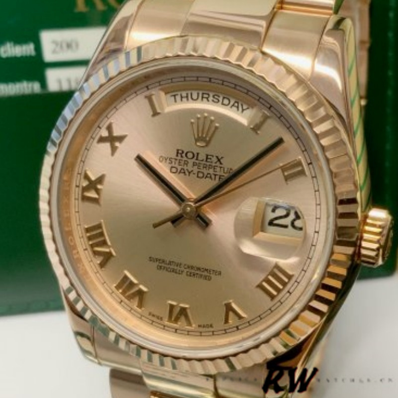 Rose Champagne Roman Dial Date