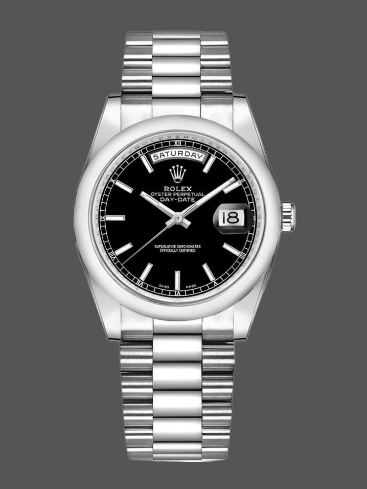 Black Dial Platinum Date 36mm Unisex