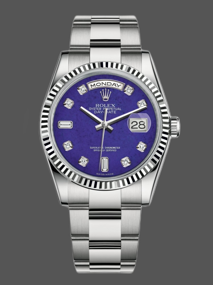 White Gold Diamond Lapis Lazuli Blue Dial Date