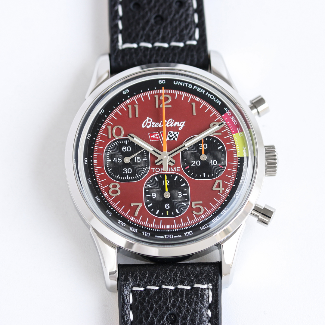 Vintage Racing Chronograph | 42mm Stainless Steel Case Racing Red Arabic Dial