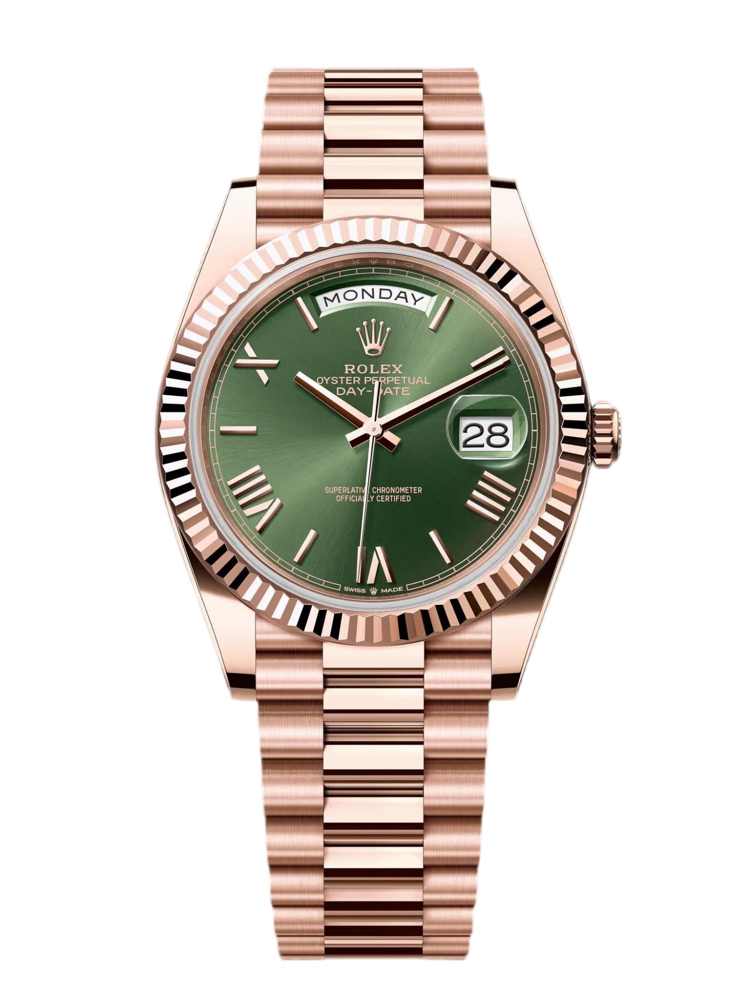 Green Roman Dial Rose Gold 40mm Men