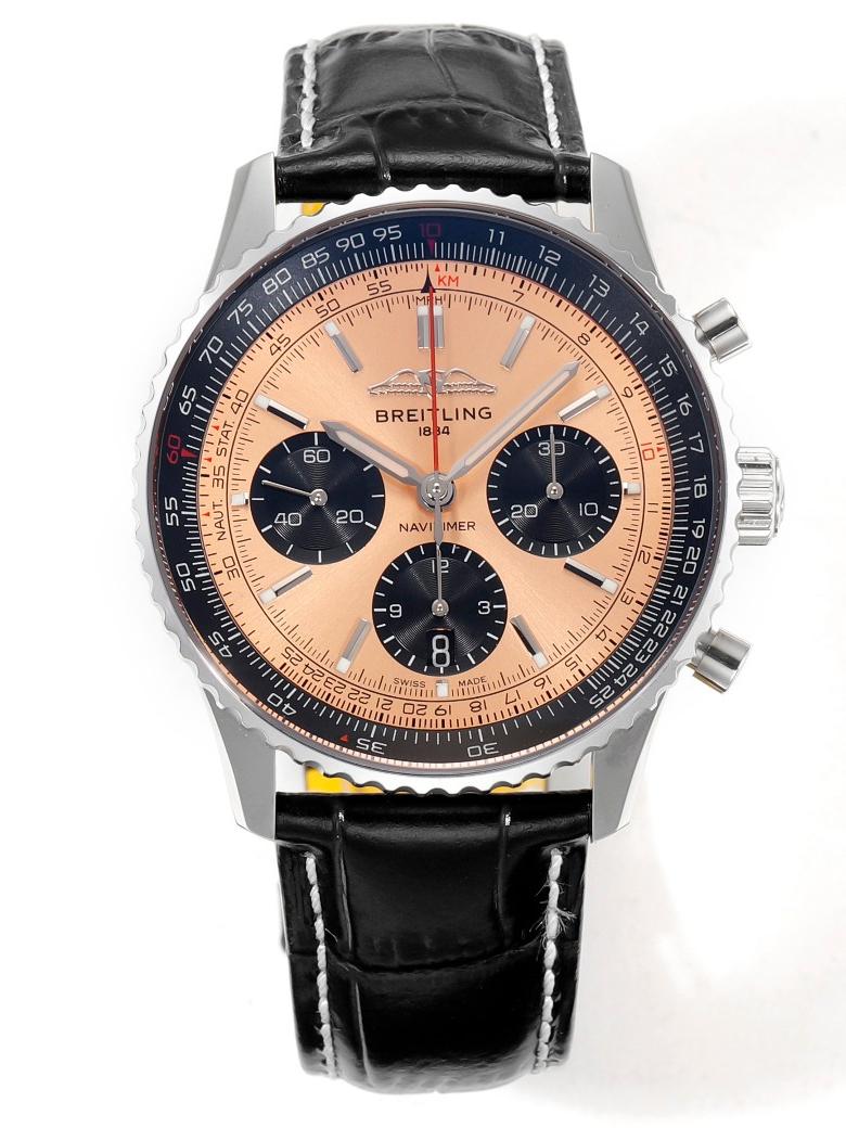 Champagne Gold Dial Racing Chronograph Deep‑Blue Slide Rule Automatic Watch