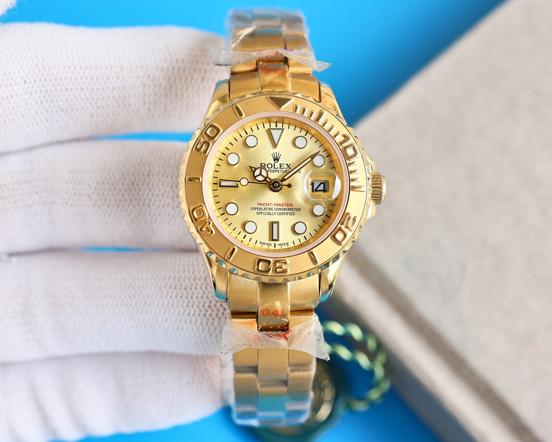Yellow Gold Sport Chronograph Champagne Dial 29mm Lady