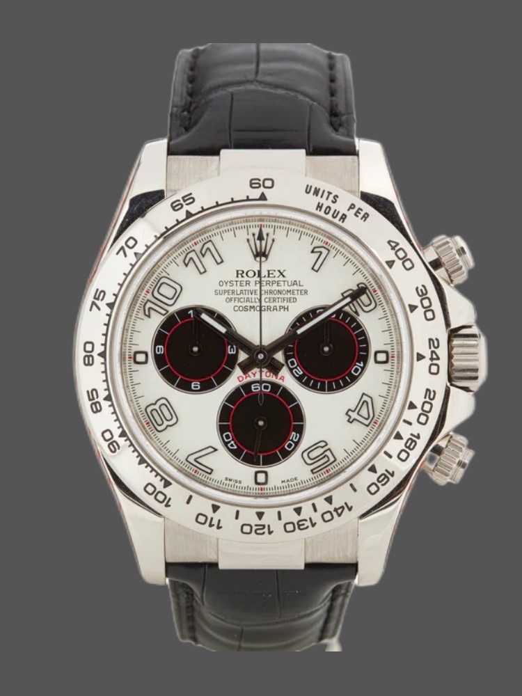 White Dial Black Contrast Chronograph 40mm Mens