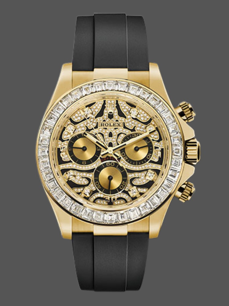 Black Dial Rubber Strap Chronograph 40mm Mens