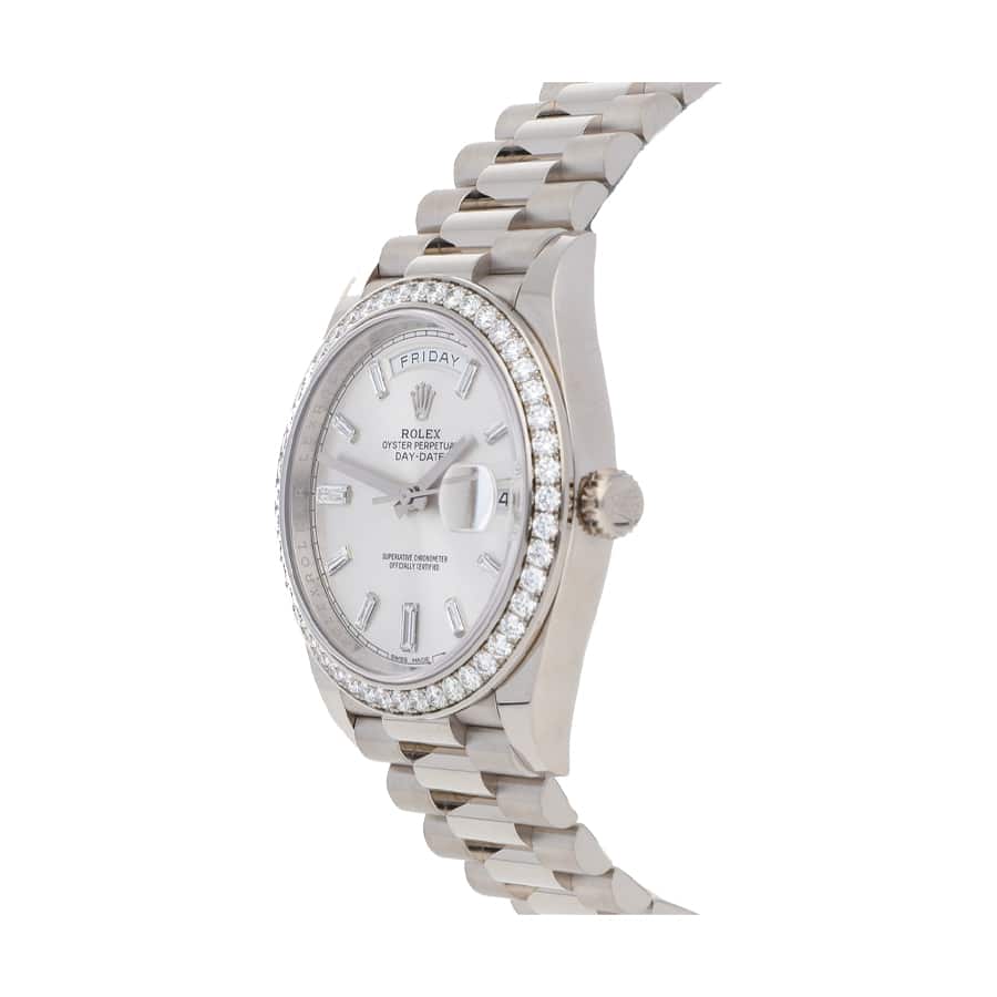 Sundust Dial Diamond Bezel White Gold 40mm Men