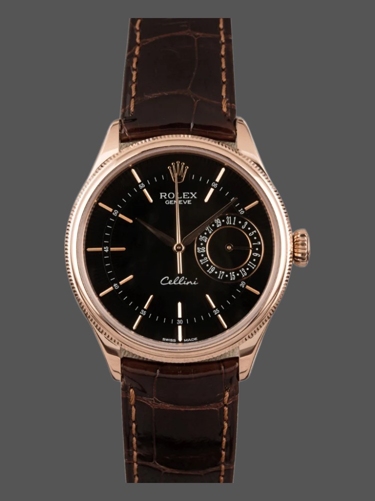 Brown Leather Black Index Dial