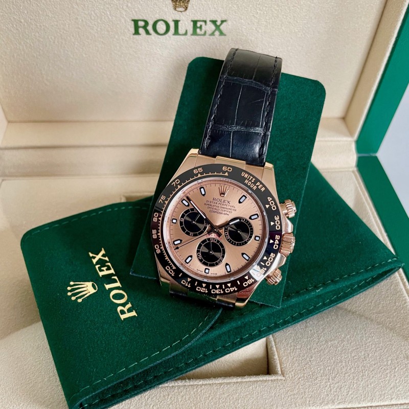 Rose Gold Racing Chronograph Black Pink Dial 40mm Mens