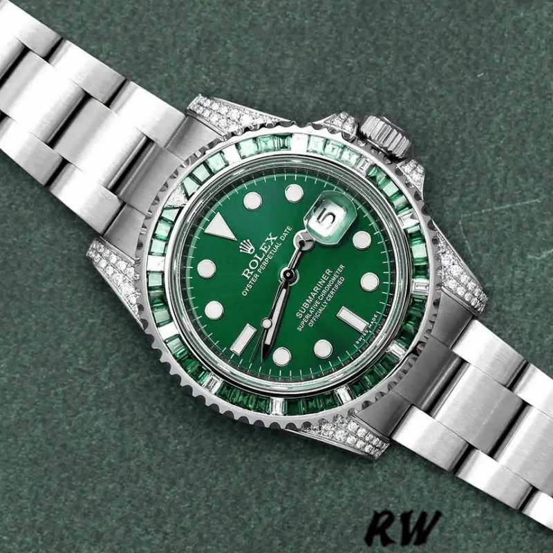 Stainless Steel Green Dial Custom Diamond Diver