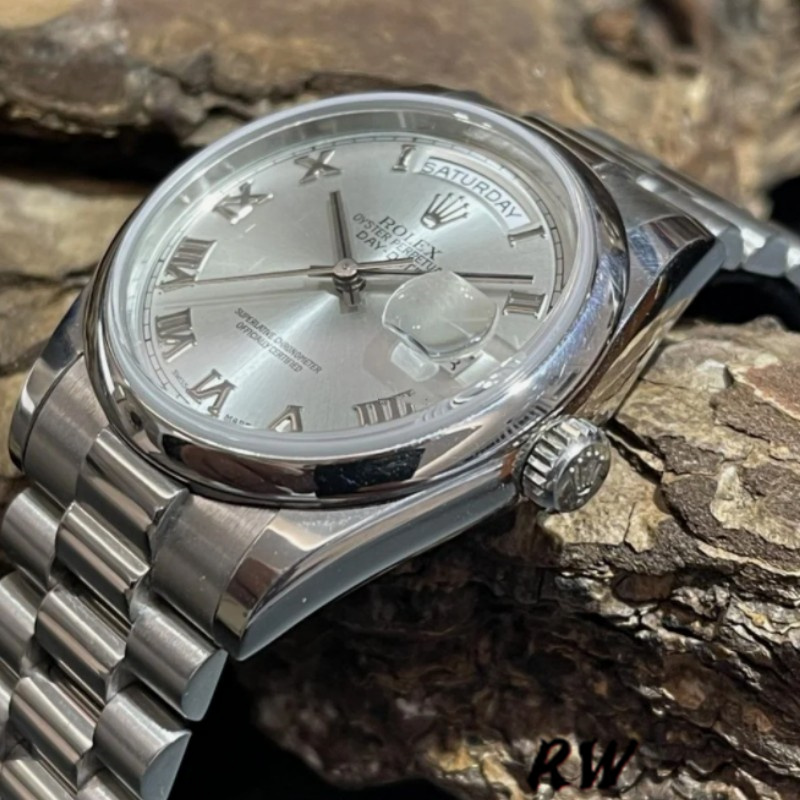 Rhodium Grey Dial Roman Numerals Date