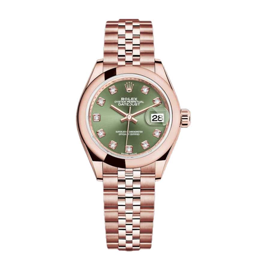 Diamond Markings Fluted Bezel Yellow Gold 28mm Lady