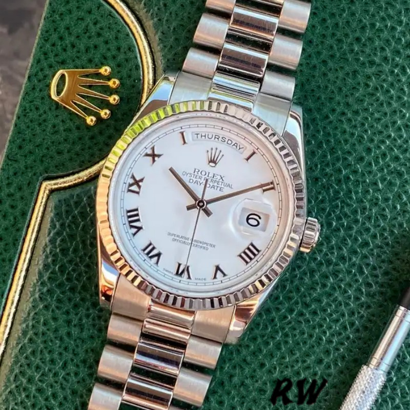 White Gold White Roman Numeral Date