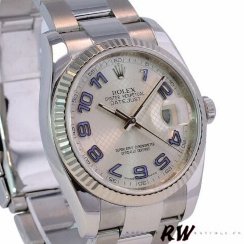 Silver Dial Grooved Bezel Date 36mm Unisex