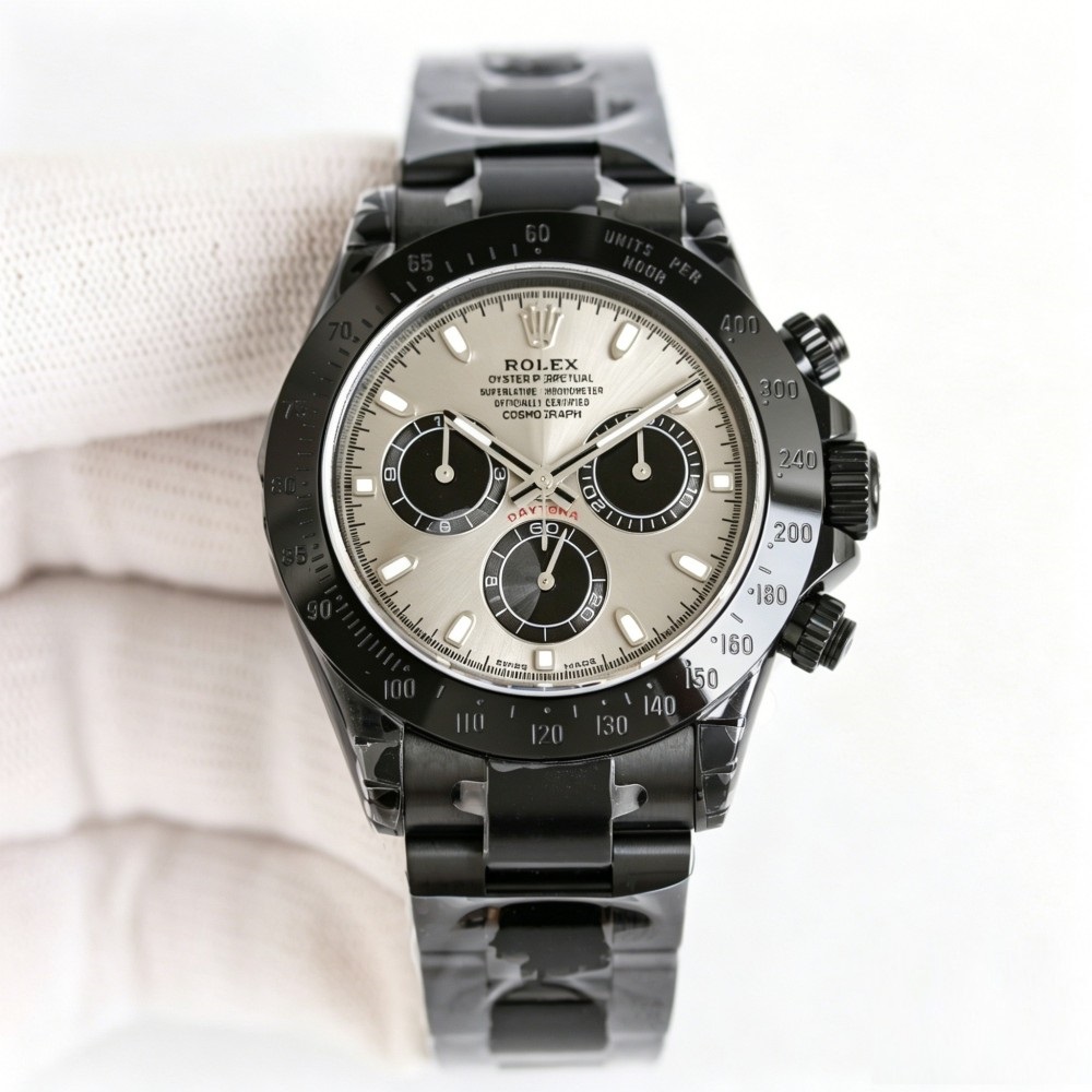 Ghost Dial Chronograph Watch - Black Ceramic Bezel 40mm Automatic Racing Timepiece