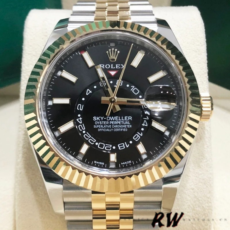 Stainless Steel Yellow Gold Black Dial
