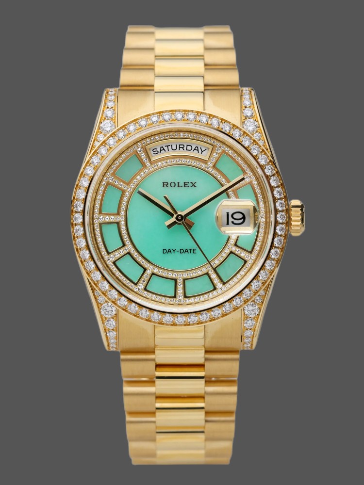 Green Diamond Index Dial Yellow Gold