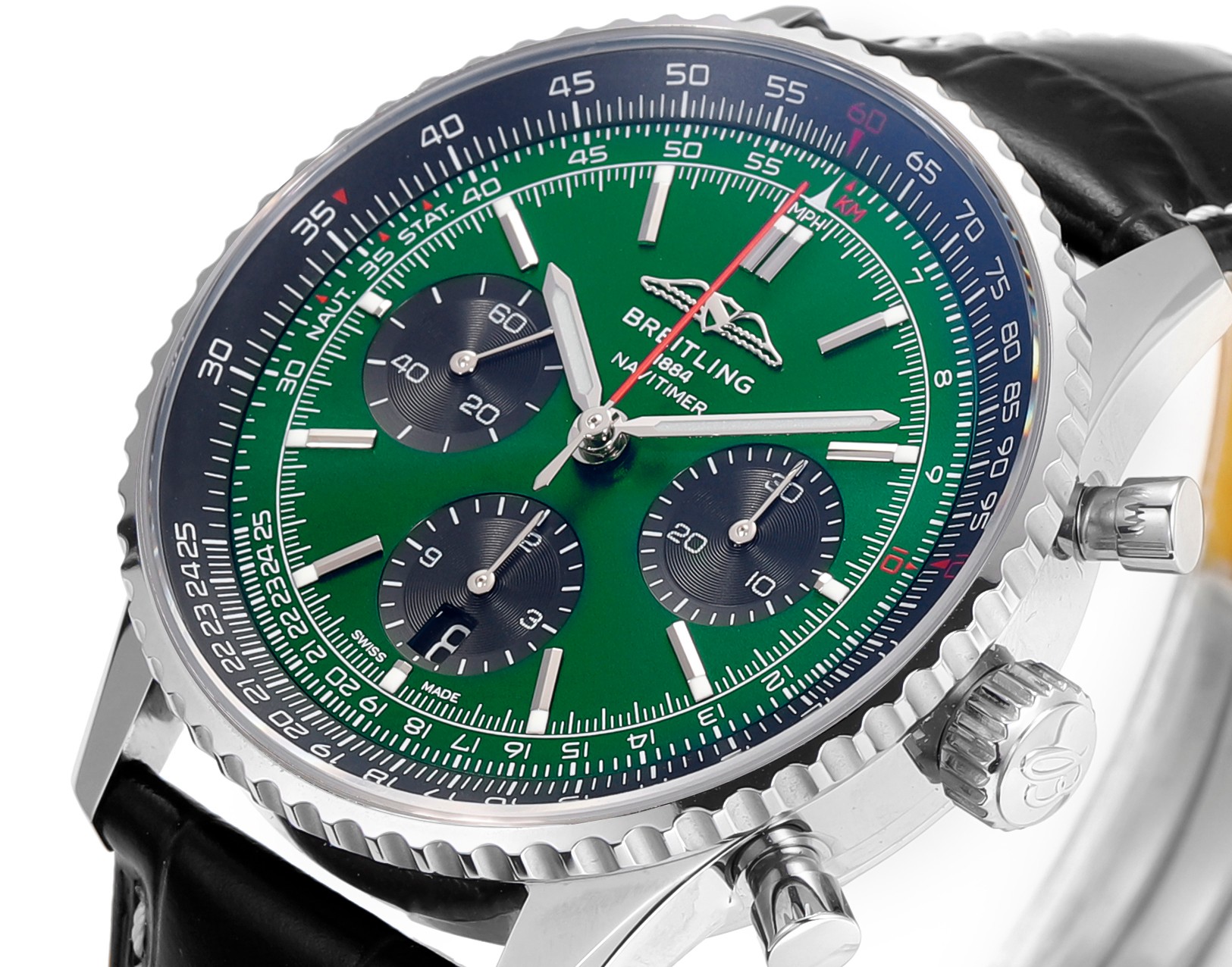 Green Dial Racing Chronograph Deep Blue Slide Rule Automatic Watch