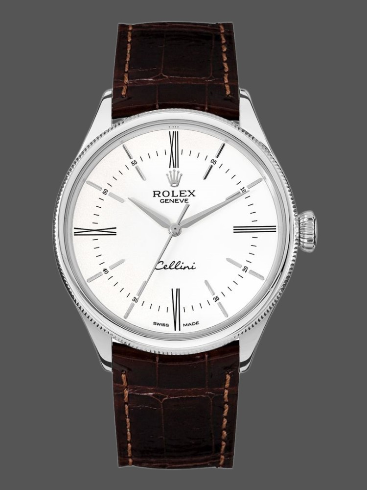 White Dial Brown Leather Strap