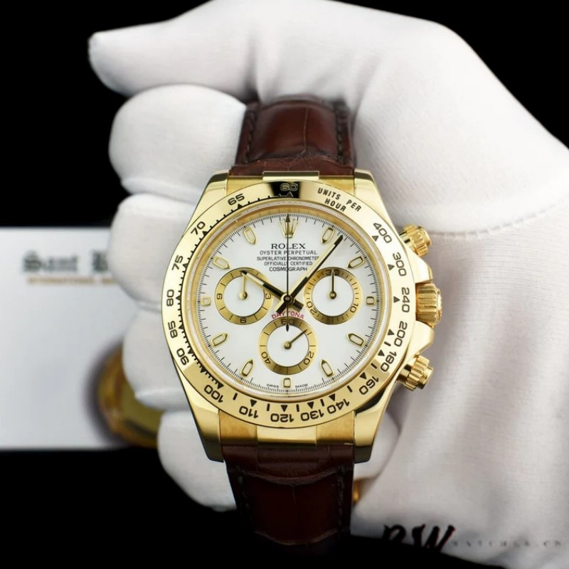 Yellow Gold White Dial Chronograph 40mm Mens