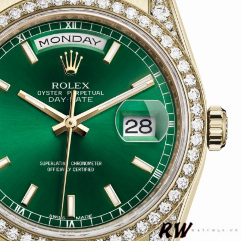 Diamond Bezel Green Index Dial