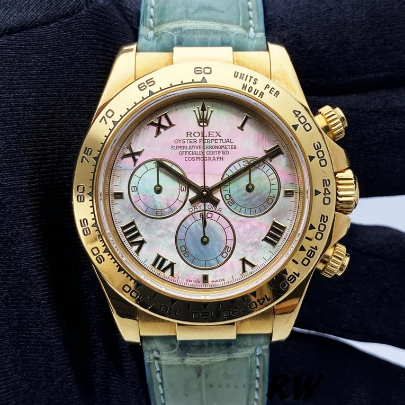Blue Leather Strap Mother of Pearl Dial Chronograph 40mm Mens