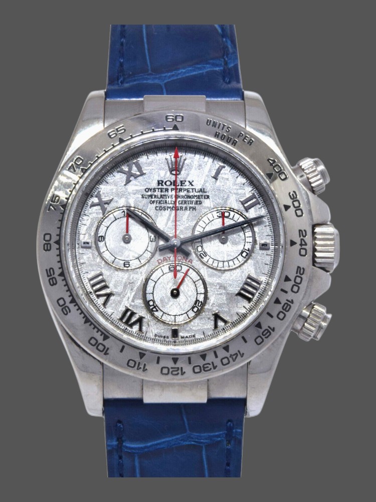Meteorite Dial Blue Leather Strap Chronograph 40mm Mens