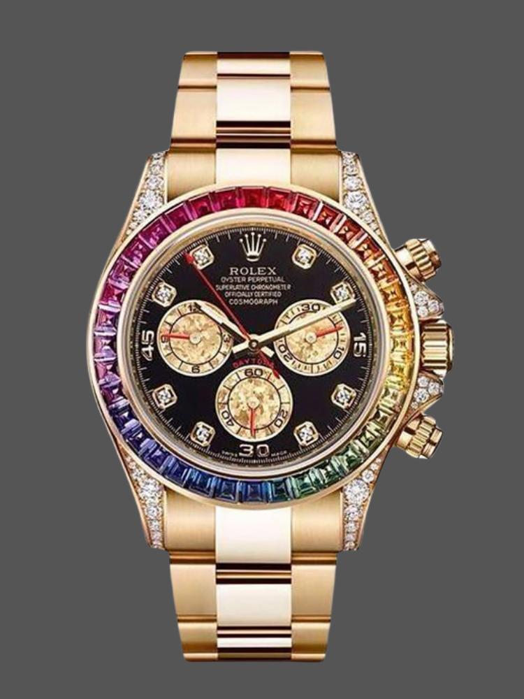 Black Diamond Dial Yellow Gold 40mm Men
