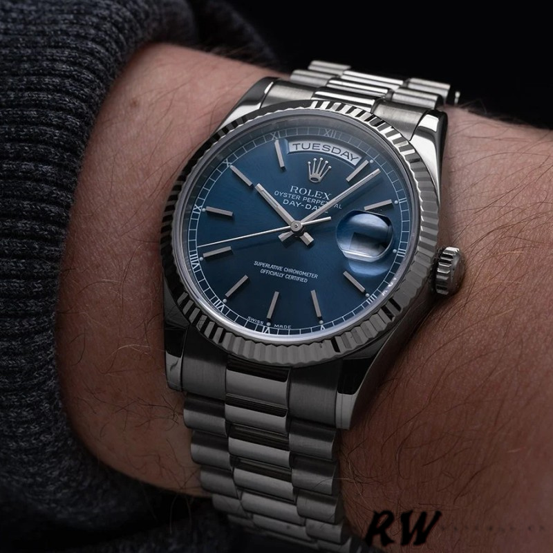 White Gold Blue Dial Date