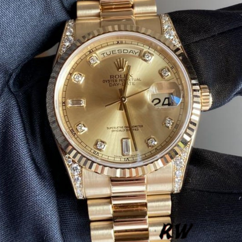 Yellow Gold Champagne Diamond Dial Date