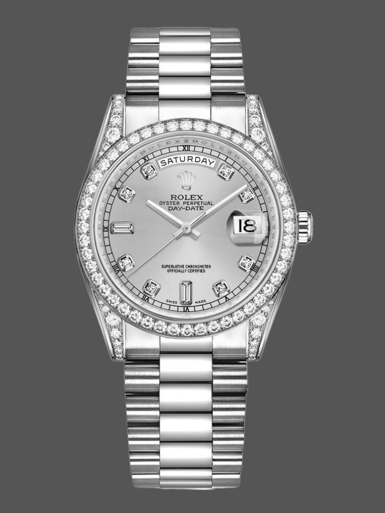 White Gold Silver Diamond Dial
