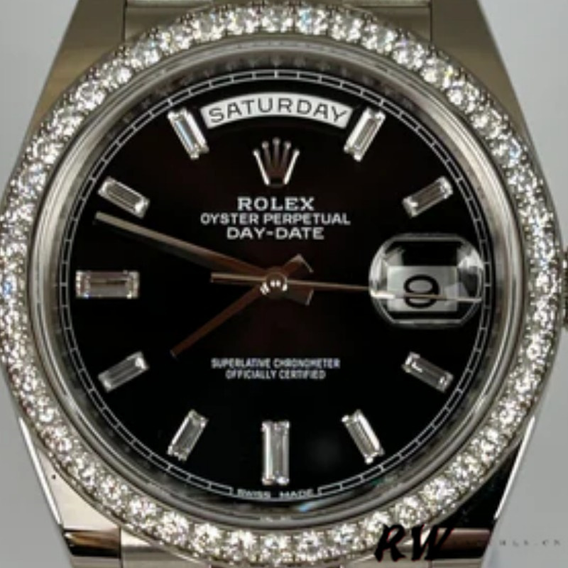 Black Dial Diamond Bezel White Gold 40mm Men