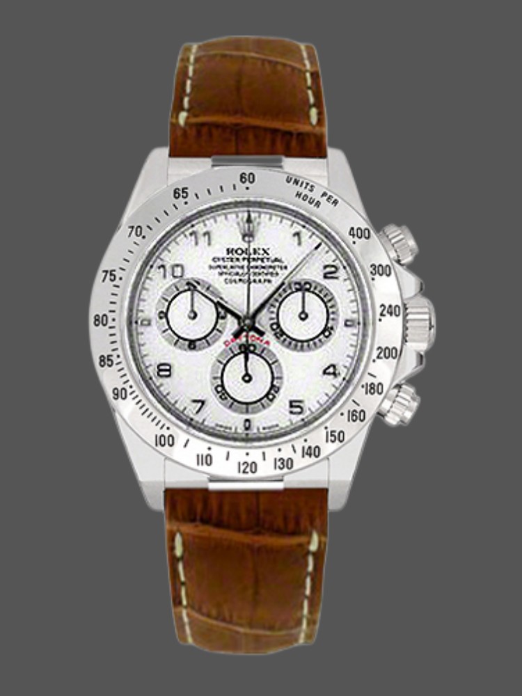 White Arabic Dial Brown Leather Strap Chronograph 40mm Mens