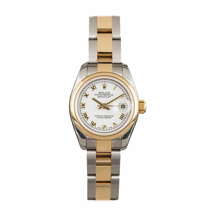 Silver Dial Fluted Bezel Yellow Gold 28mm Lady